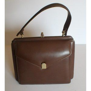 Tenchido Vintage Leather Brown Handbag with Mirror and Coin Pouch